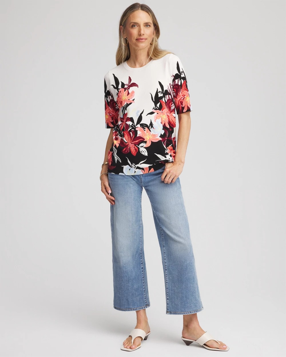 Chico's For Sale - Floral Print Crewneck Sweater
