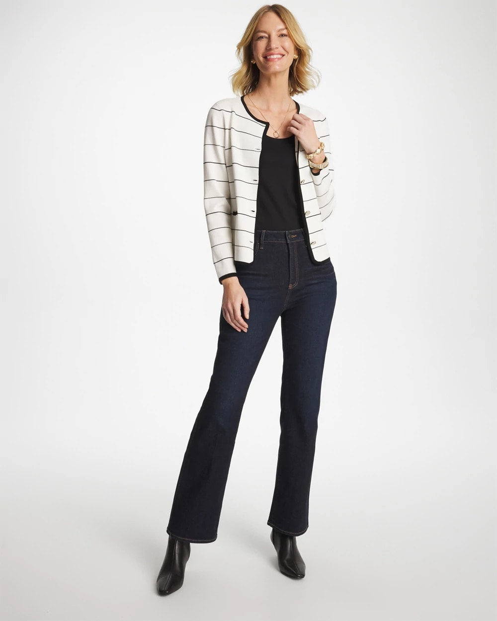 Chico's US - Contrast Tipped Sweater Blazer