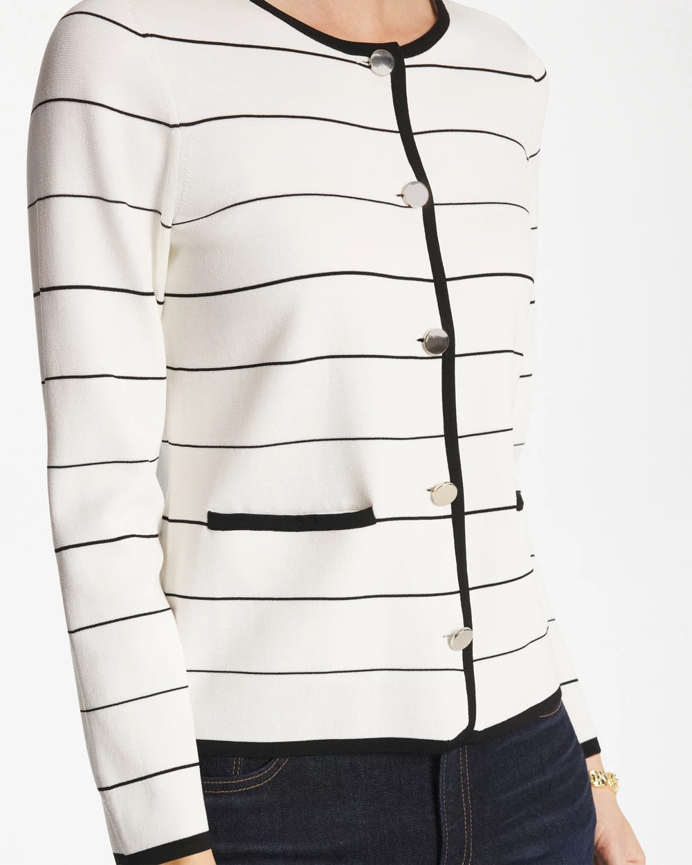 Chico's US - Contrast Tipped Sweater Blazer