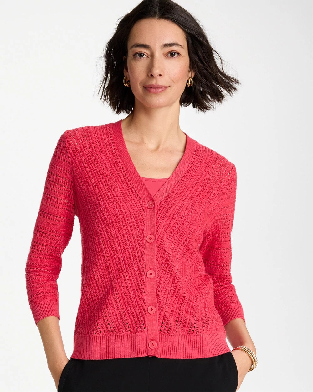 Chico's For Sale - Stitchy V-Neck Cardigan