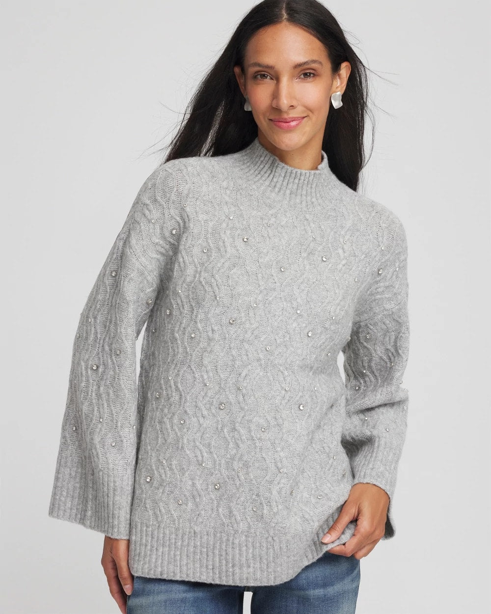 Chico's Online - Sequined Cable Knit Sweater