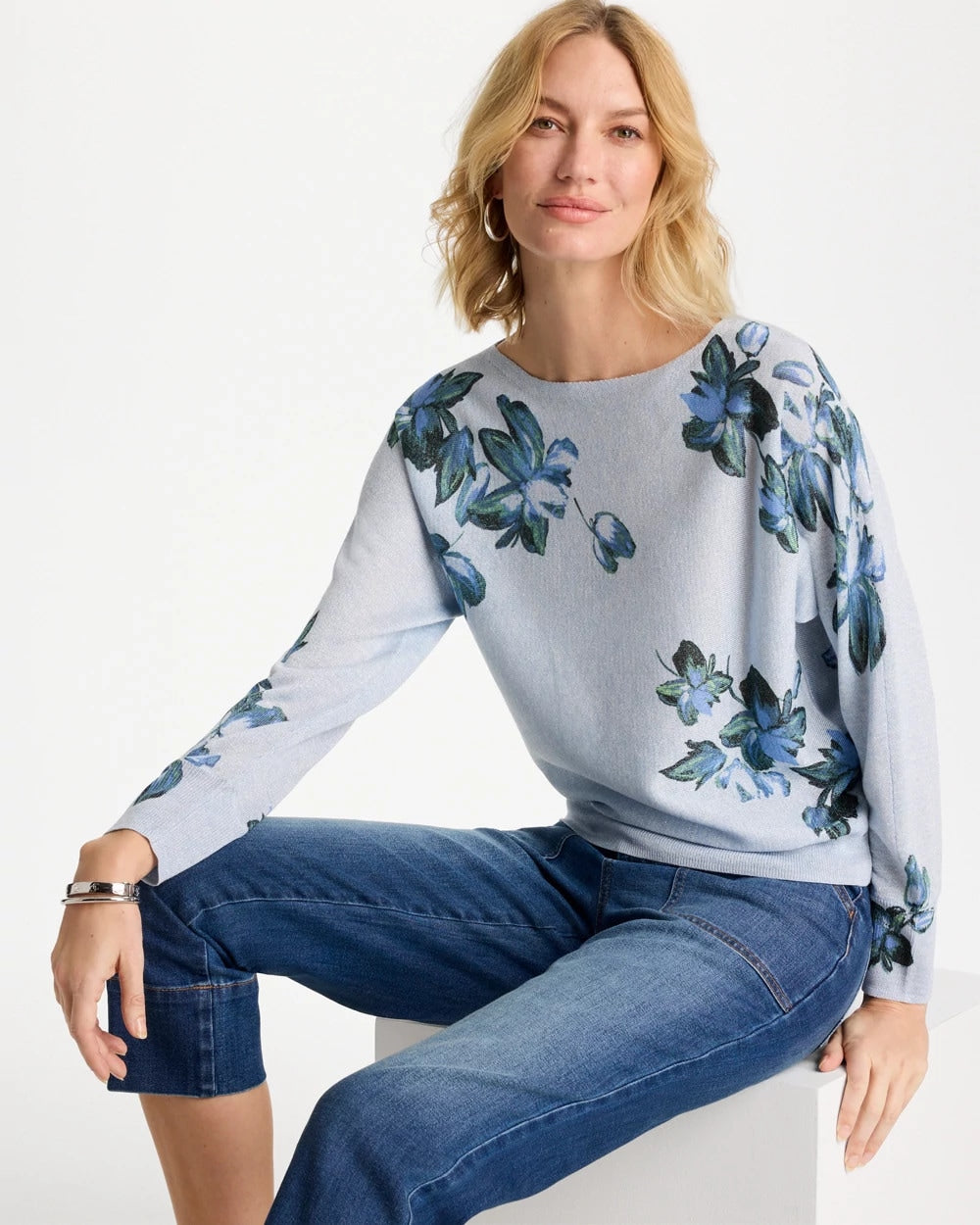 Chico's On Sale - Floral Print Pullover Sweater