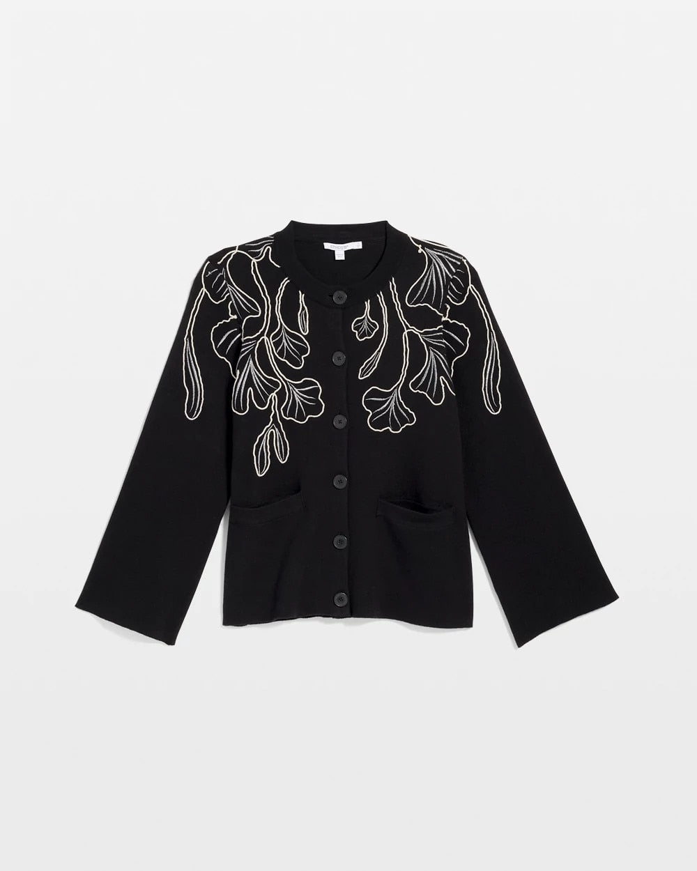Chico's US - Embroidered Crewneck Cardigan Jacket