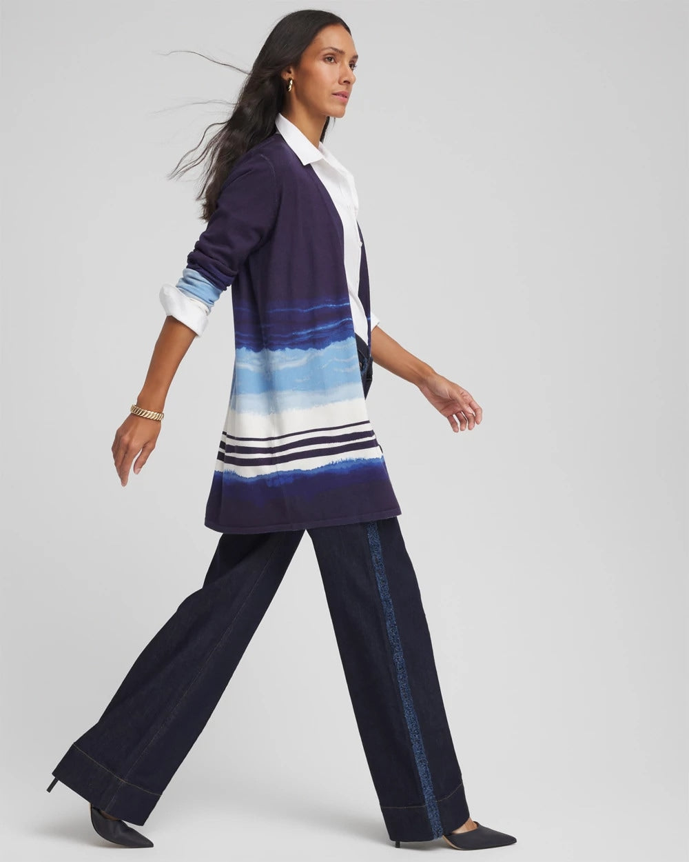 Chico's / Stripe Ombre Duster Cardigan