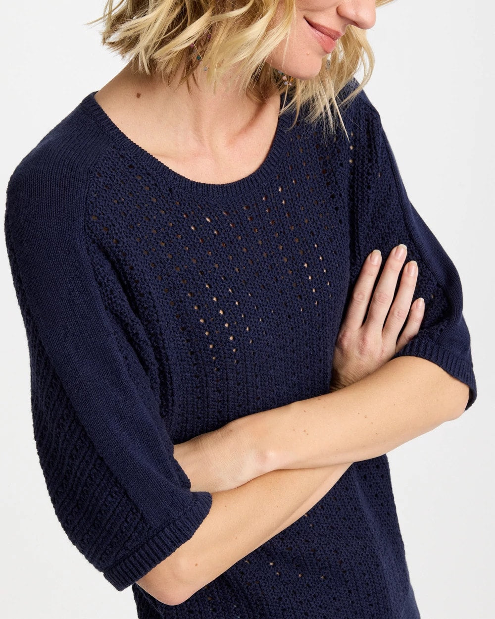 Chico's Sale - Pointelle Crewneck Pullover Sweater