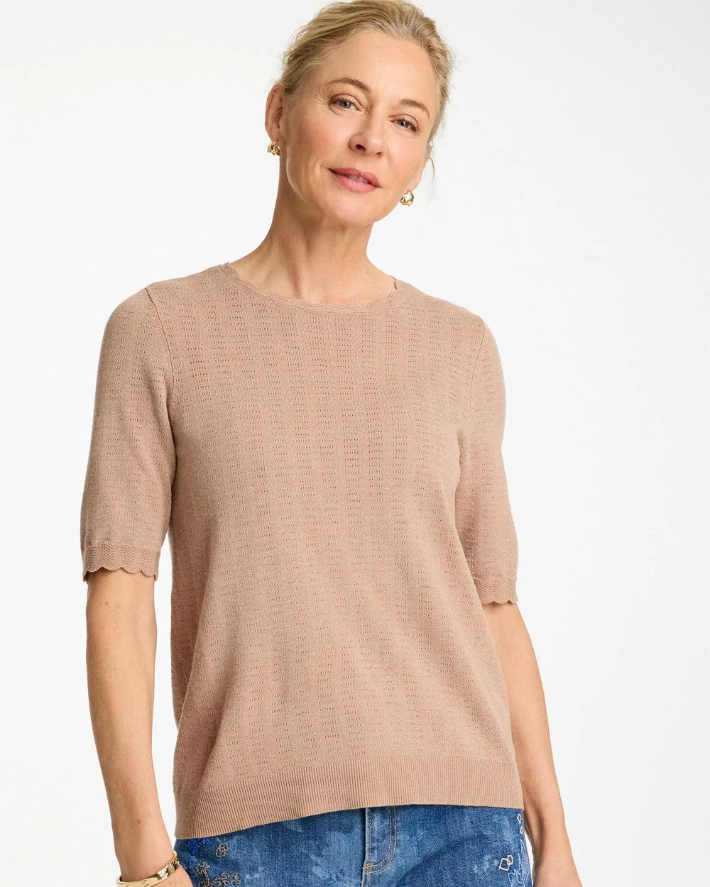 Chico's Online - Ella Crewneck Pointelle Pullover Sweater