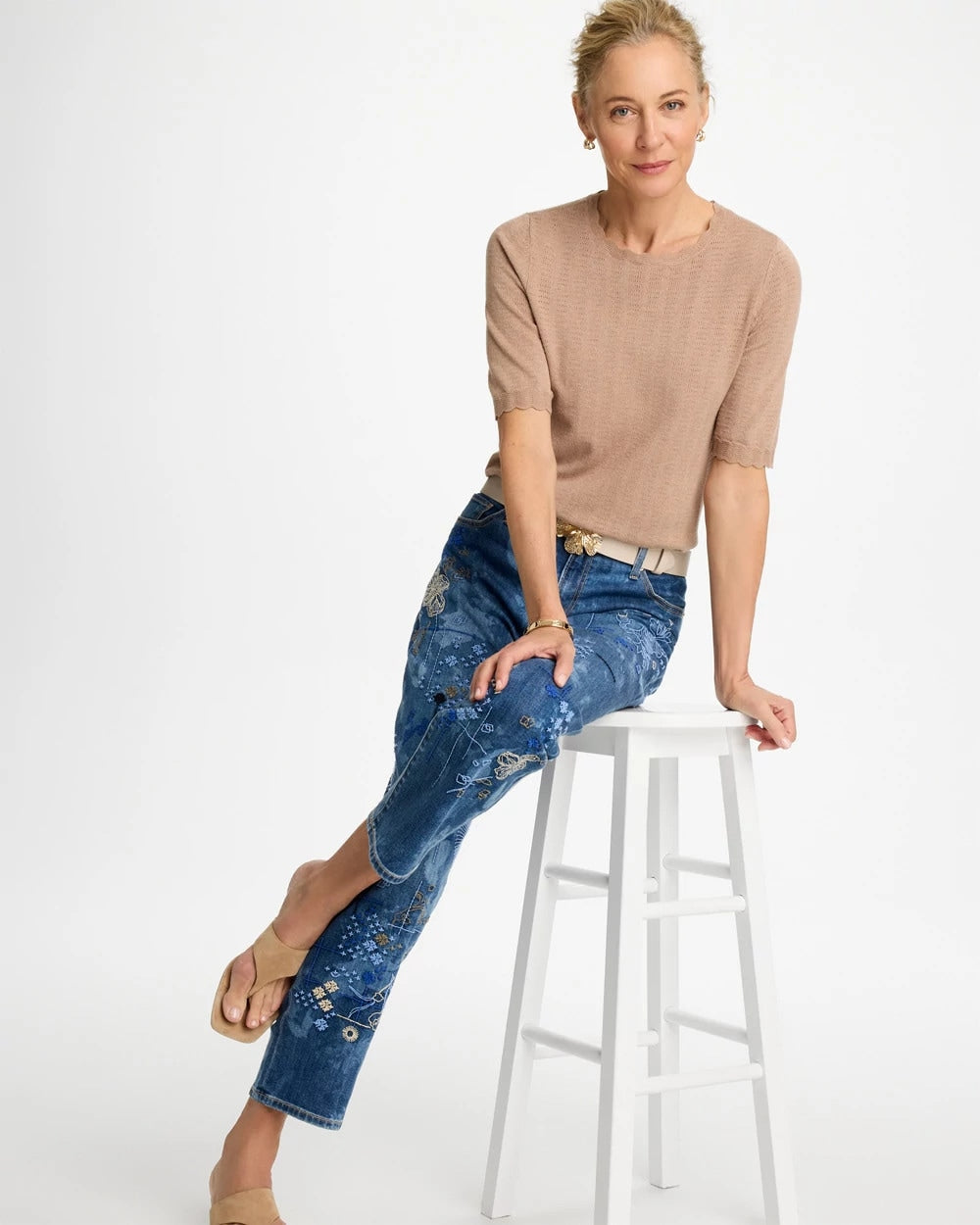 Chico's Online - Ella Crewneck Pointelle Pullover Sweater
