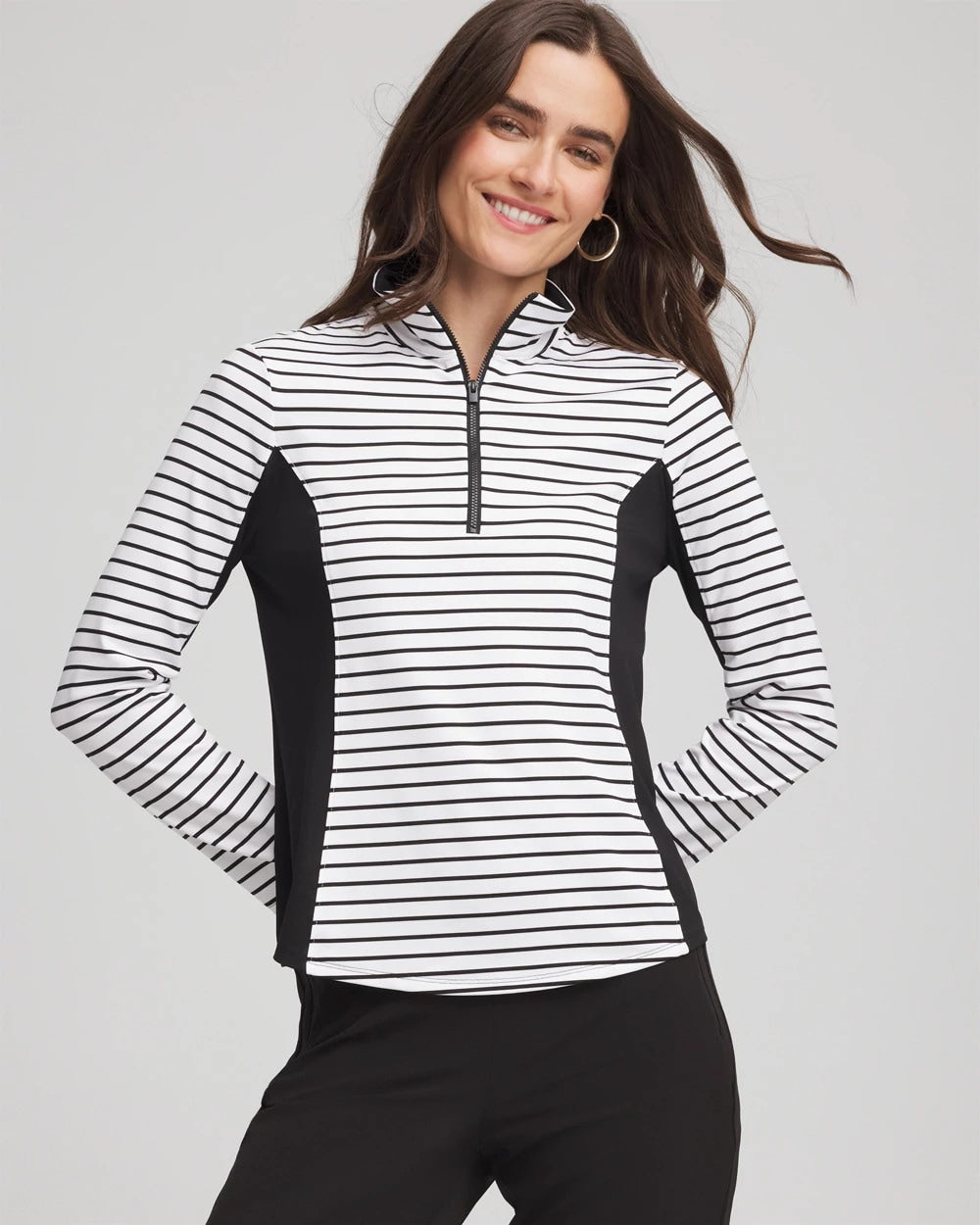 Chico's Discount - Zenergy® UPF Striped Block Half Zip