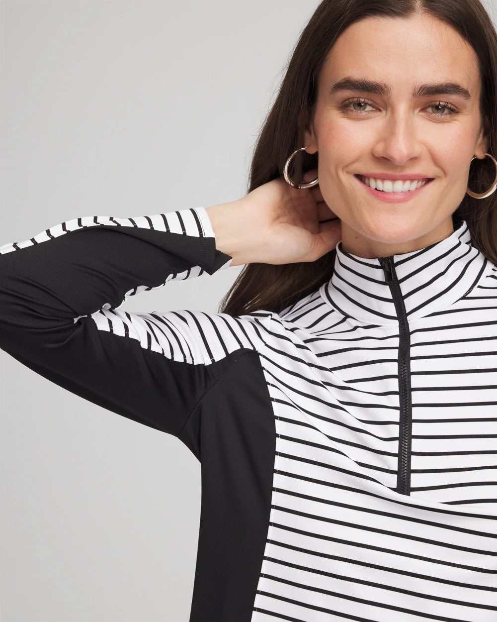 Chico's Discount - Zenergy® UPF Striped Block Half Zip