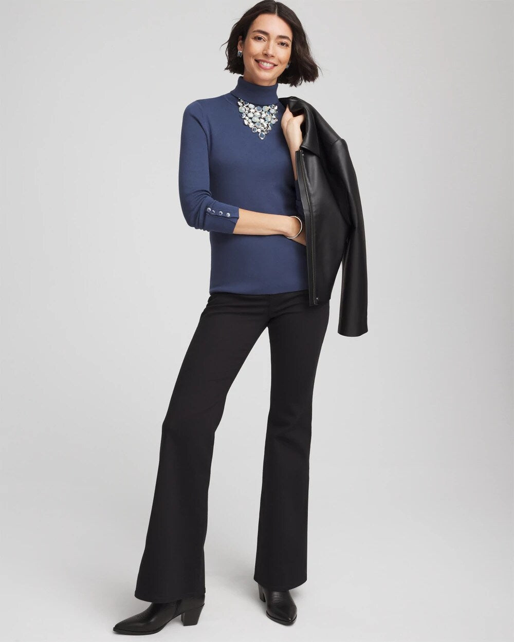 Chico's Sale - Ella Button Cuff Turtleneck Sweater