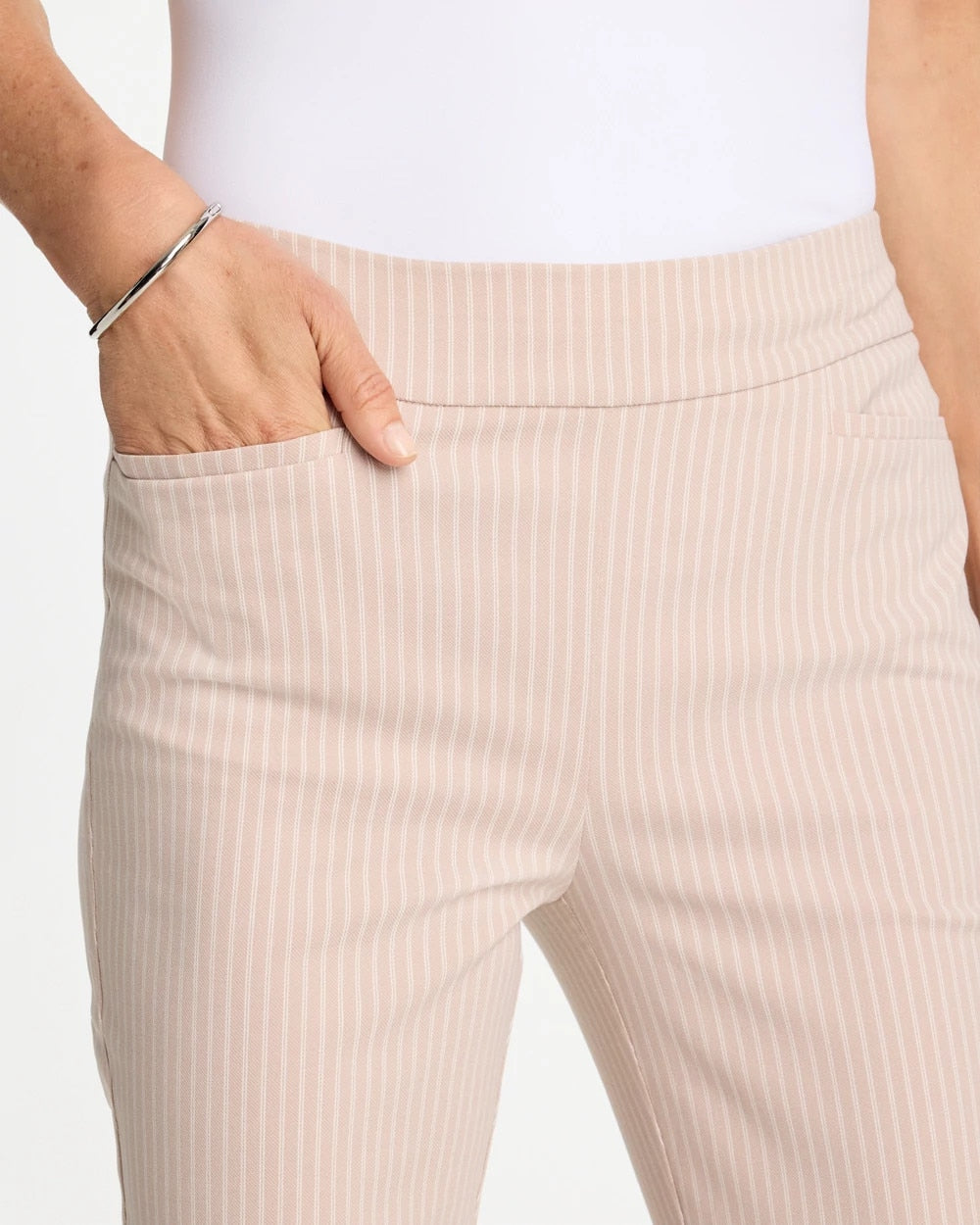 Chico's / Brigitte™ Slim Twill Stripe Neutral Crop