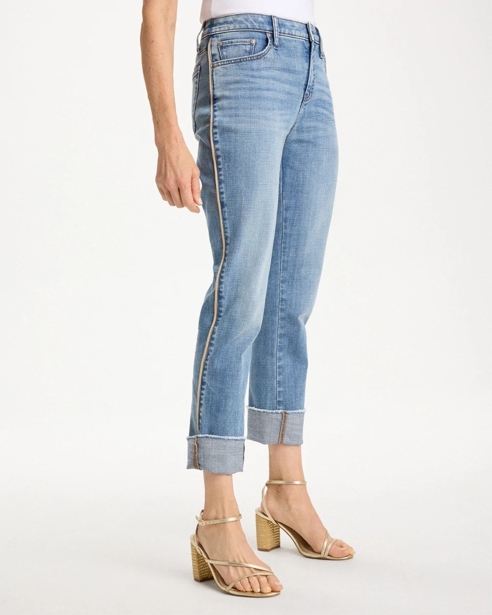 Chico's Girlfriend Roll Cuff Crop Jeans