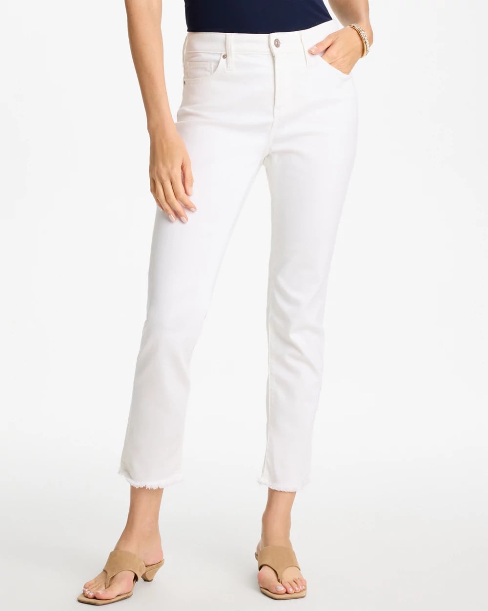 Chico's Discount - No-Stain Girlfriend Frayed Ankle Jeans