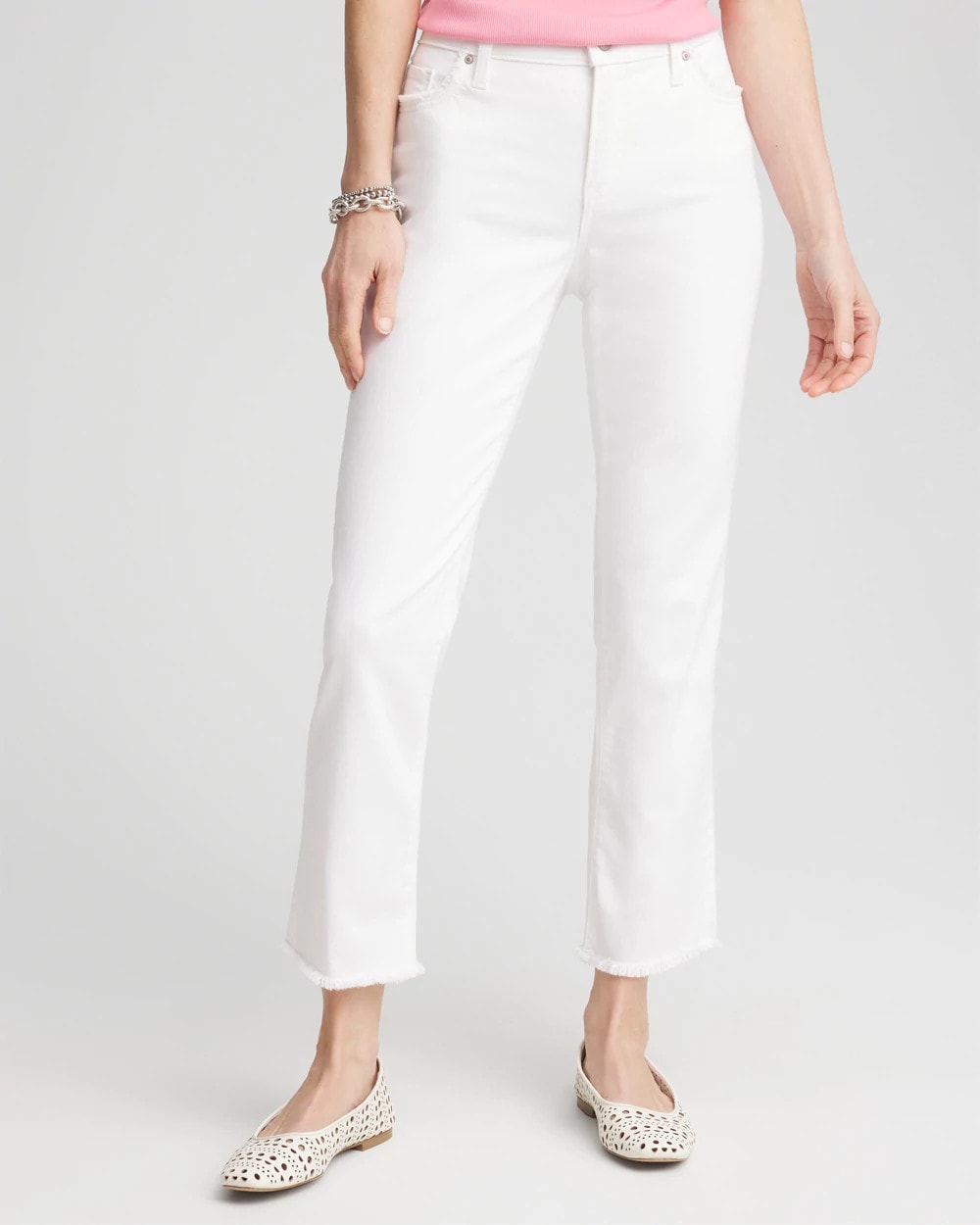 Chico's Sale - Girlfriend Frayed Cropped No Stain Jeans