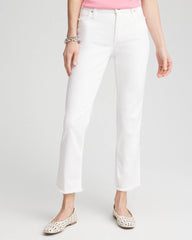 Chico's Sale - Girlfriend Frayed Cropped No Stain Jeans