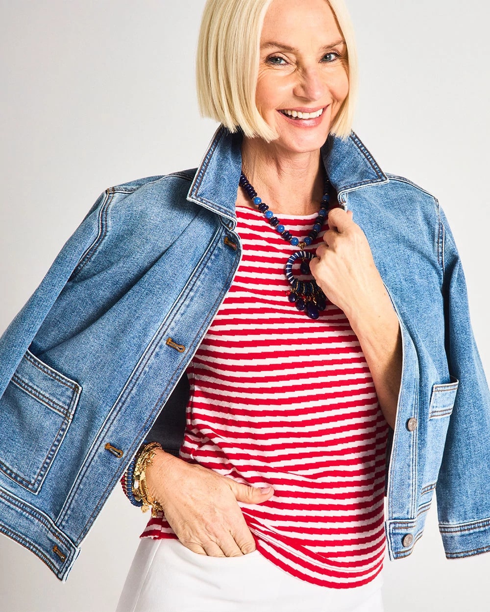 Chico's For Sale - Denim Cropped Trucker Jacket