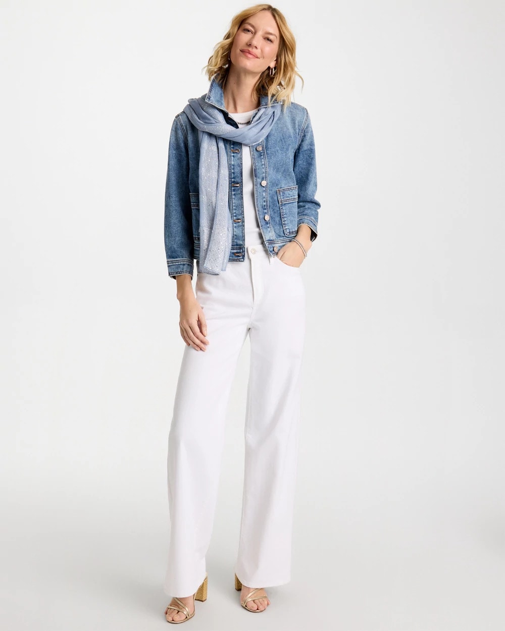 Chico's For Sale - Denim Cropped Trucker Jacket