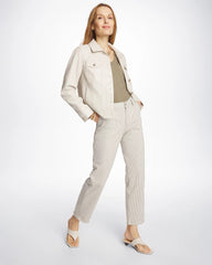 Chico's / Stripe Girlfriend Straight Ankle Jeans