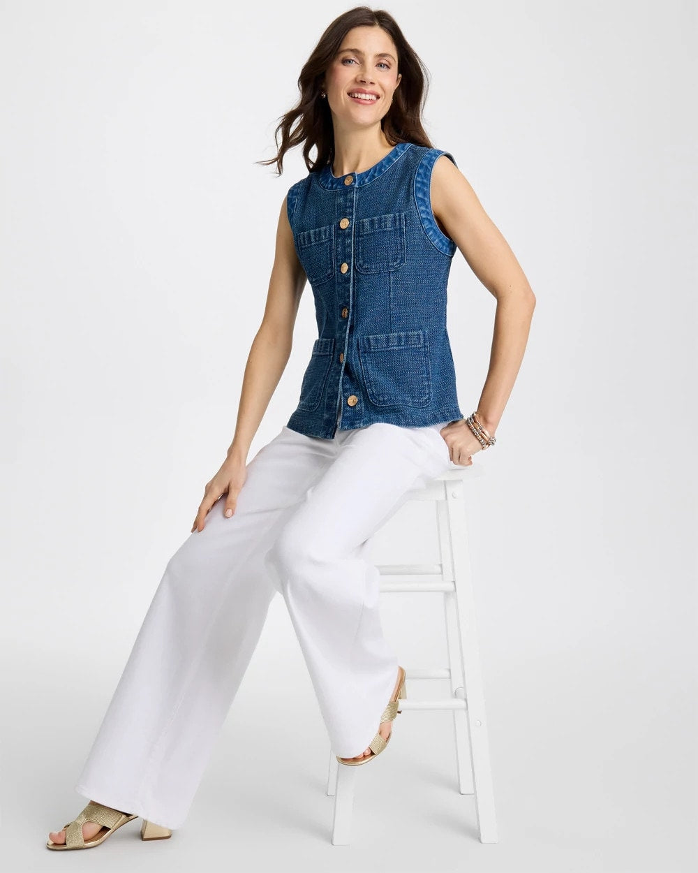 Chico's Discount - Tweed Mixed Denim Vest