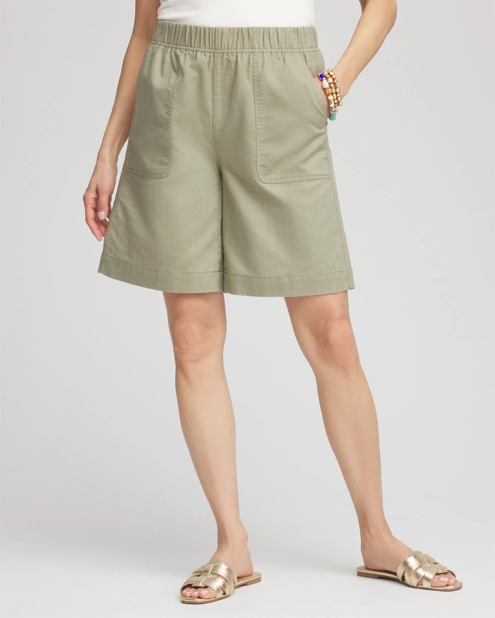 Chico's Outlet - Cotton-Linen Pull-On Utility Shorts