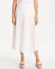 Chico's Online - Alabaster Twill Embroidered Hem Skirt