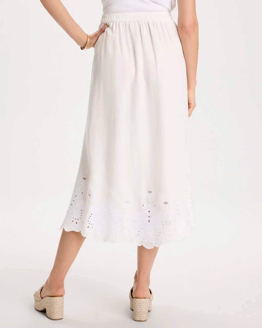 Chico's Online - Alabaster Twill Embroidered Hem Skirt