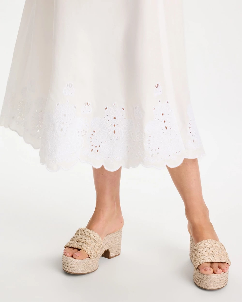 Chico's Online - Alabaster Twill Embroidered Hem Skirt