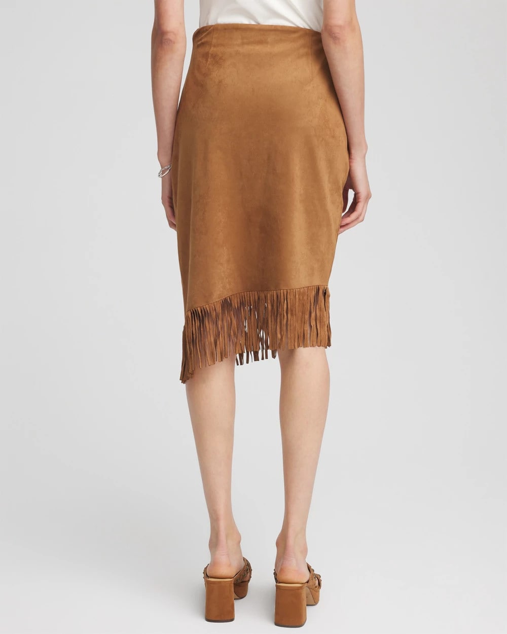 Chico's / Suede Fringed Asymmetrical Skirt