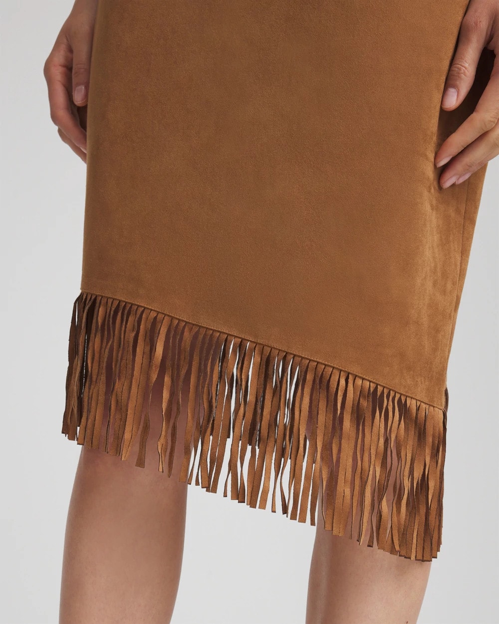Chico's / Suede Fringed Asymmetrical Skirt
