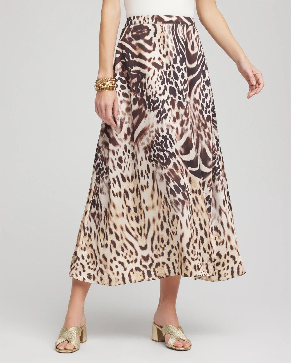 Chico's Discount - Animal Bengal Marks Faux Satin Skirt