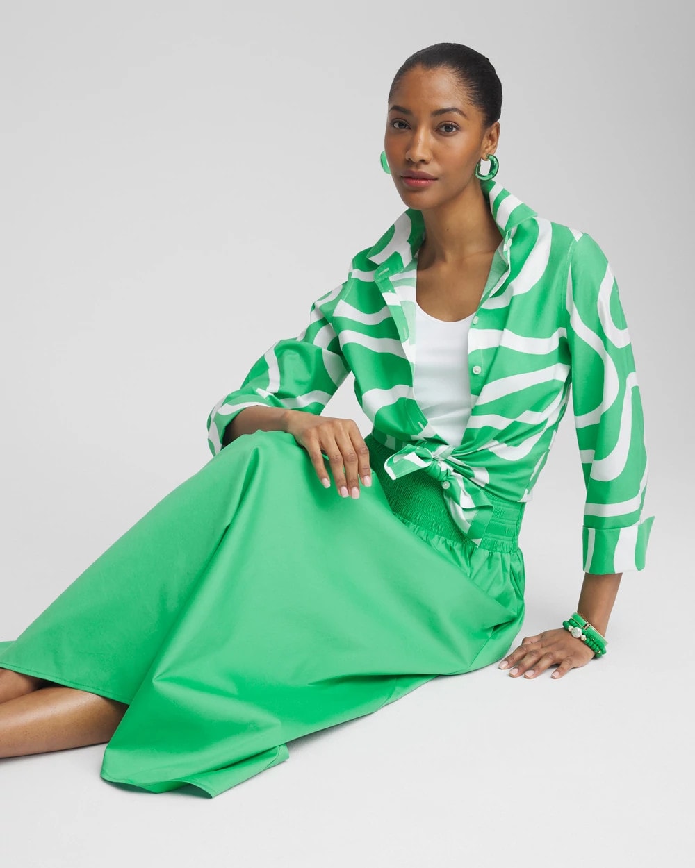Chico's Sale - Poplin Smocked Waist Skirt