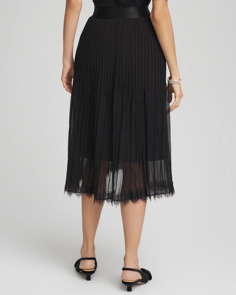 Chico's On Sale - Pleated Lace Hem Midi Skirt
