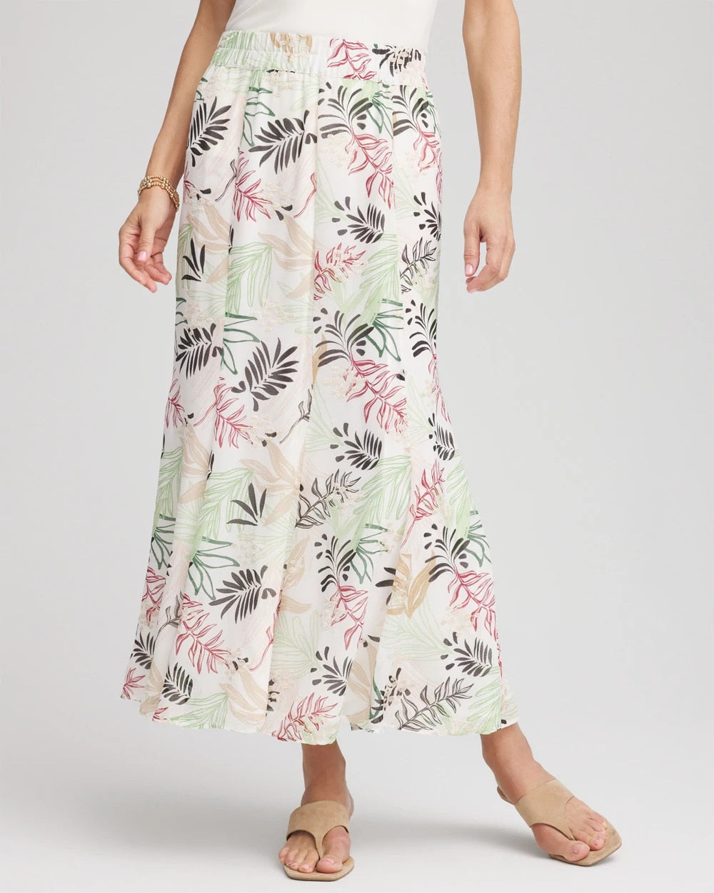 Chico's For Sale - Floral Embroidered Crinkle Maxi Skirt