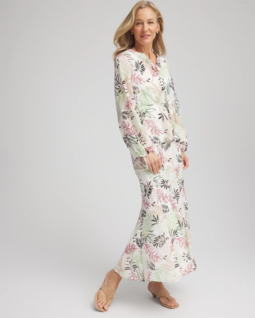 Chico's For Sale - Floral Embroidered Crinkle Maxi Skirt