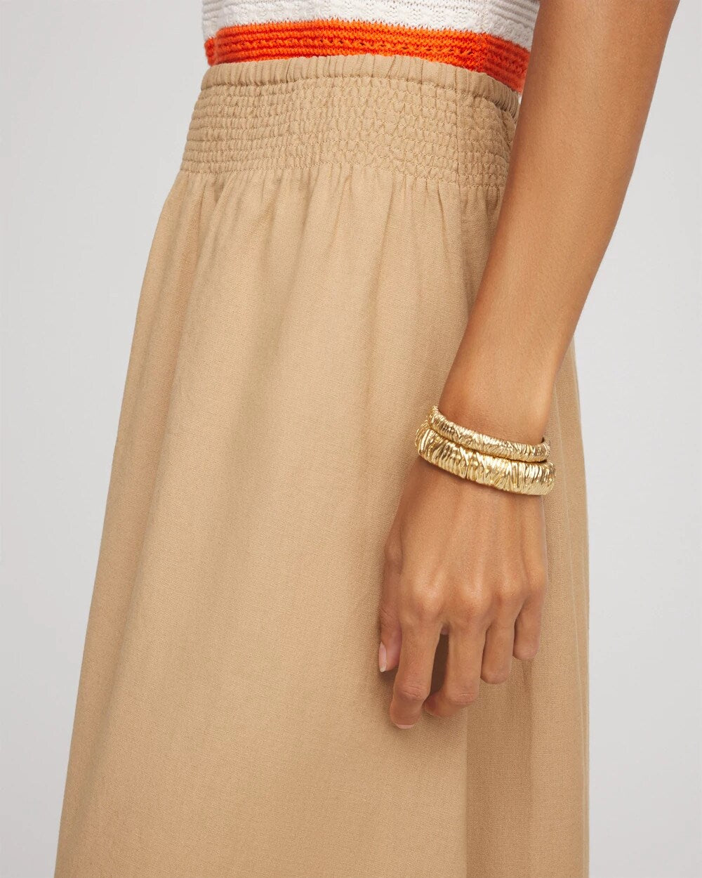 Chico's Discount - Smocked Pull-On Midi Skirt