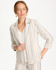 Chico's Outlet - Striped Linen Roll Sleeve Blazer