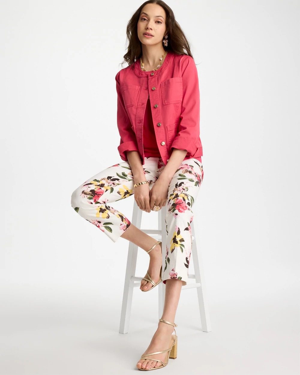 Chico's US - Collarless Twill Box Jacket