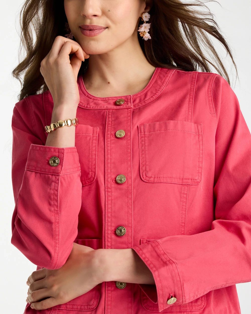 Chico's US - Collarless Twill Box Jacket