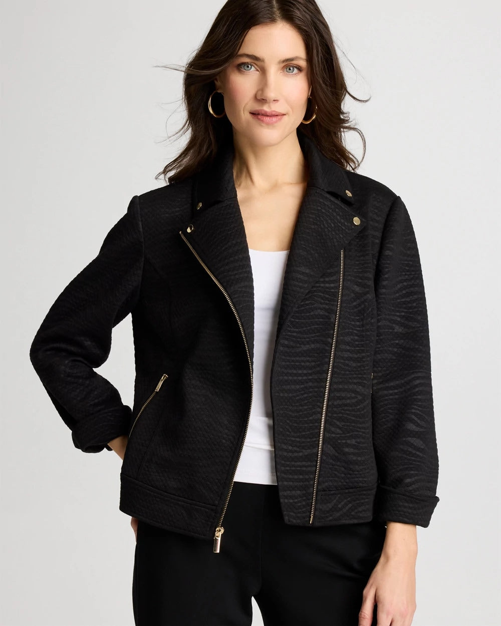 Chico's / Embossed Knit Moto Jacket