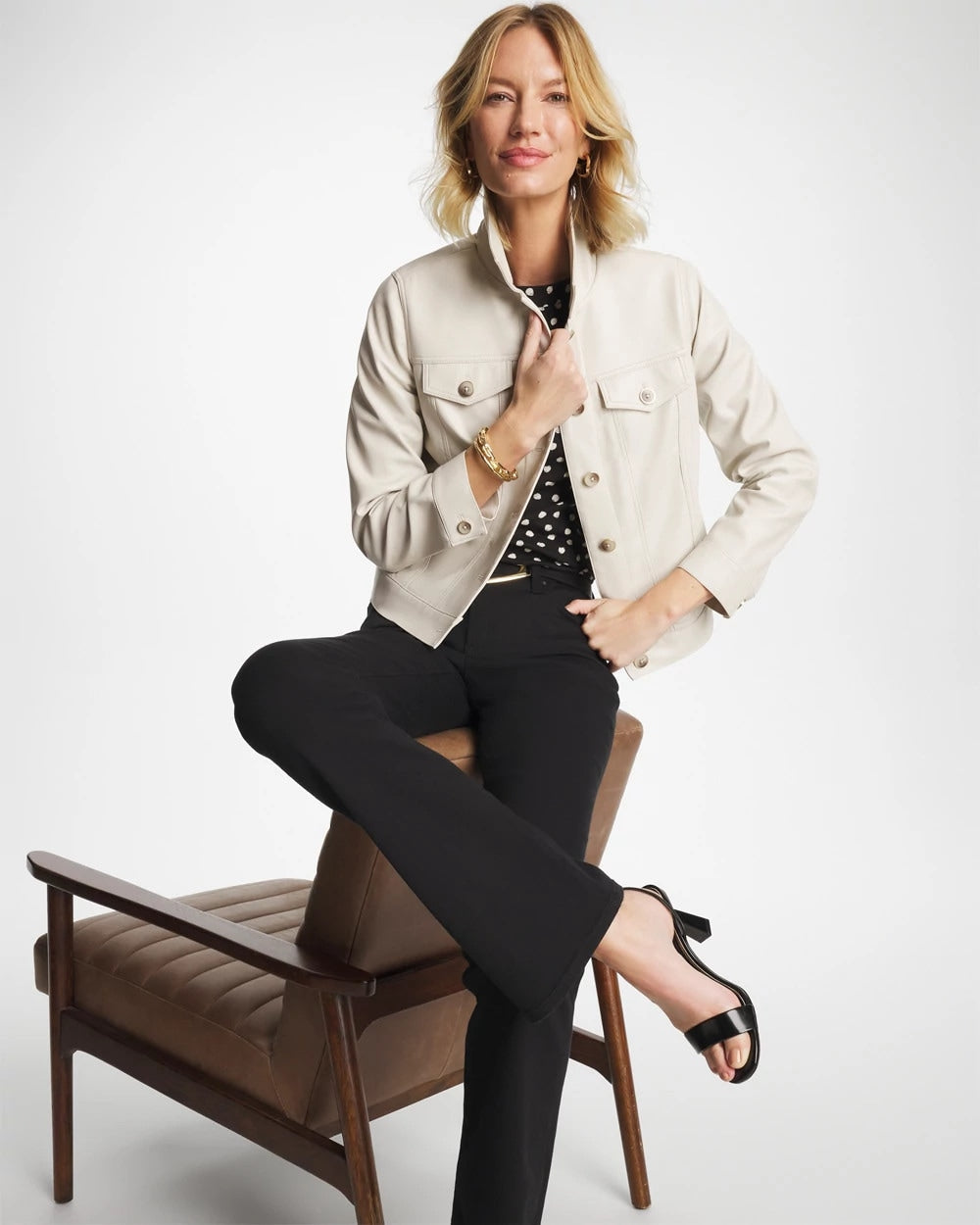 Chico's Discount - Faux Leather Trucker Jacket