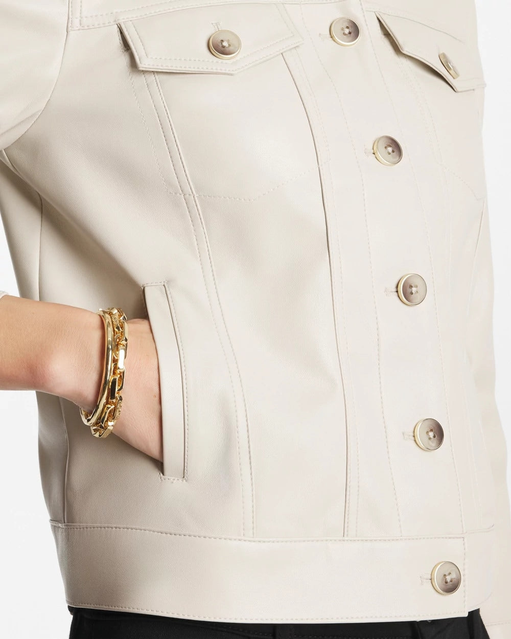 Chico's Discount - Faux Leather Trucker Jacket