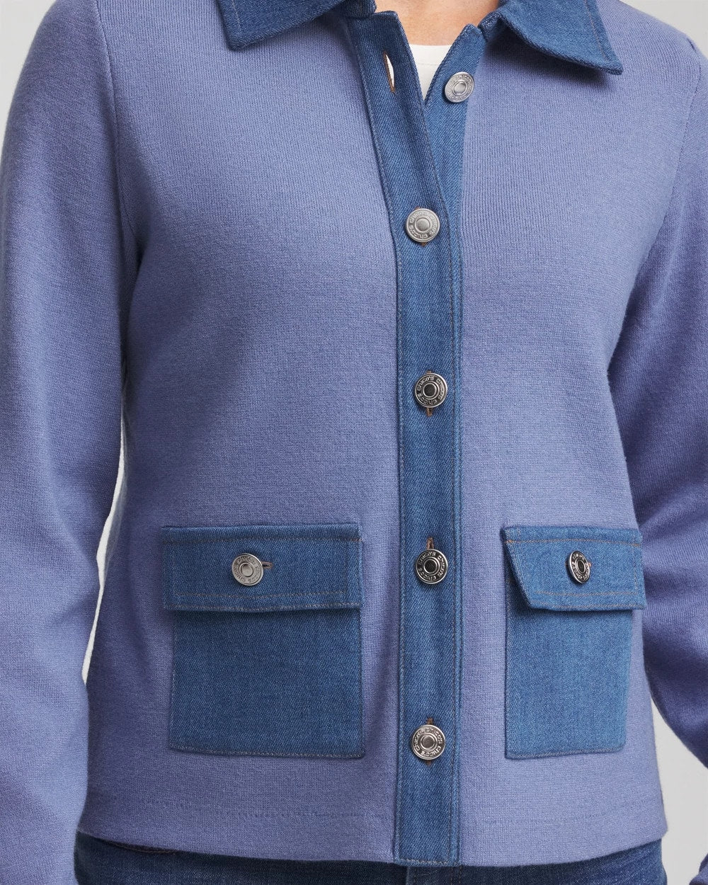 Chico's Sale - Denim Colorblock Marl Shirt Jacket