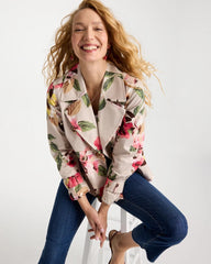 Chico's Sale - Cotton-Stretch Floral Trench Coat