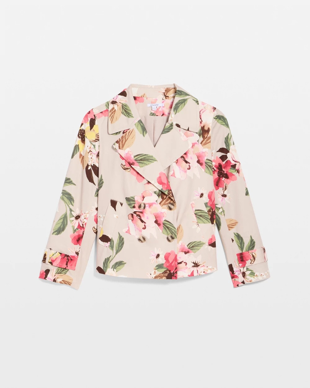 Chico's Sale - Cotton-Stretch Floral Trench Coat