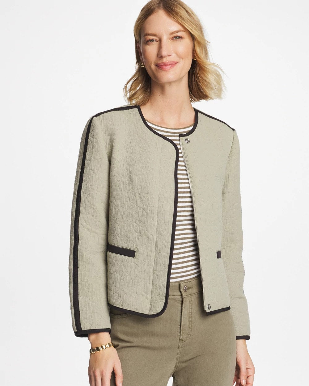Chico's Online - Collarless Quilted Box Jacket