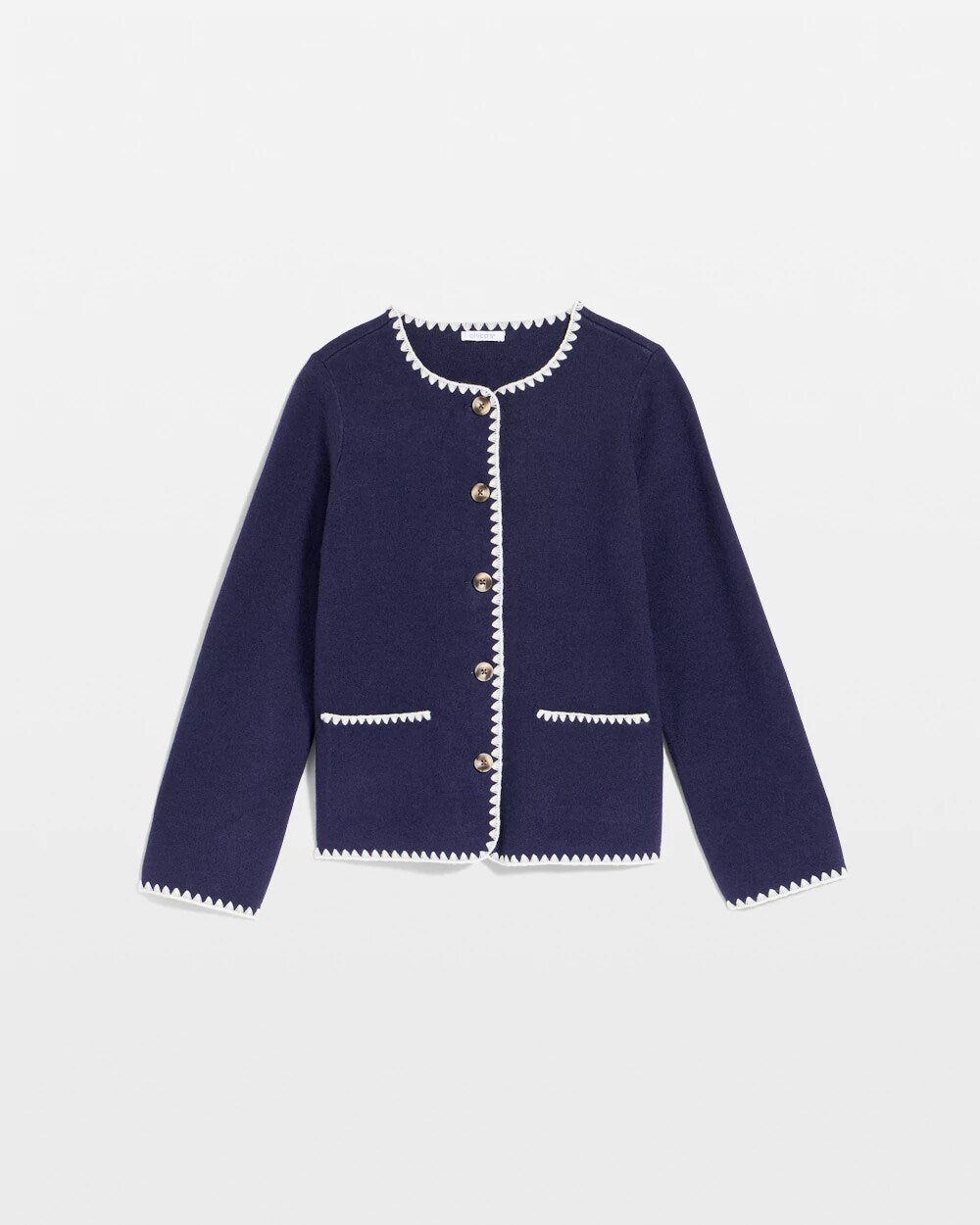 Chico's US - Blanket Stitch Crewneck Cardigan