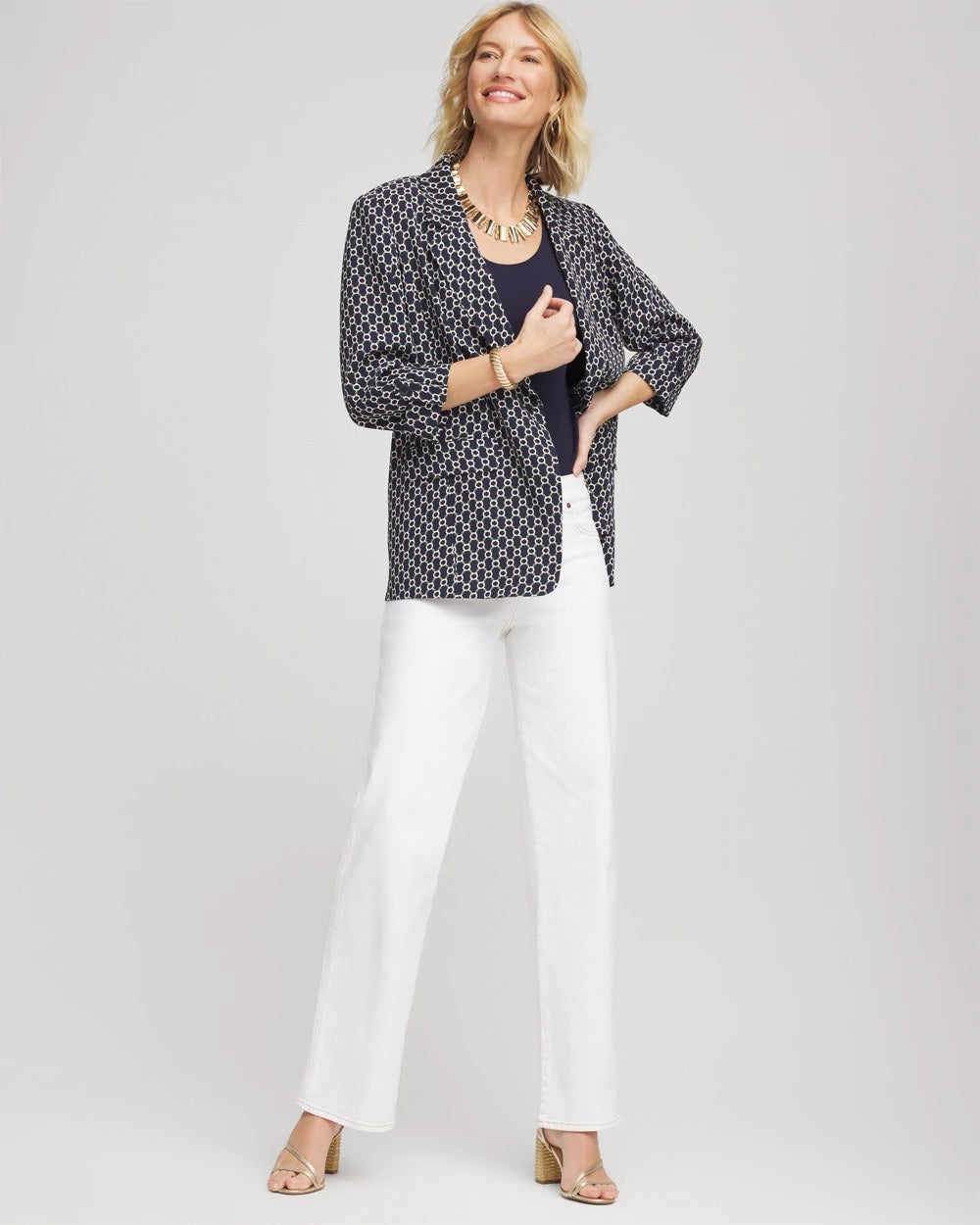 Chico's / Printed Soft Crepe Blazer