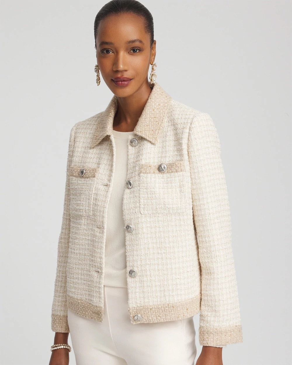 Chico's On Sale - Tonal Neutral Tweed Jacket