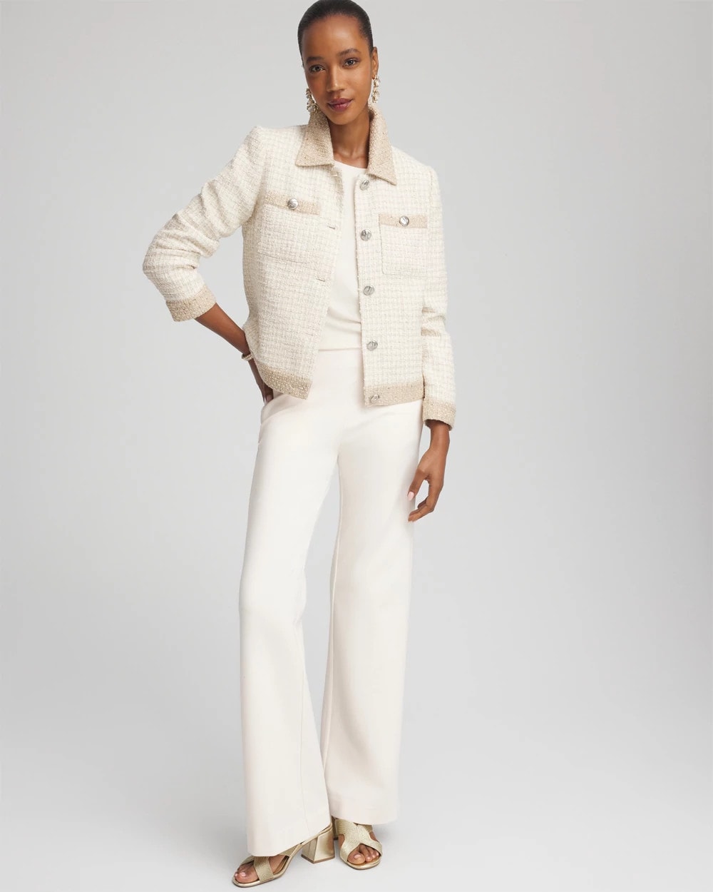 Chico's On Sale - Tonal Neutral Tweed Jacket