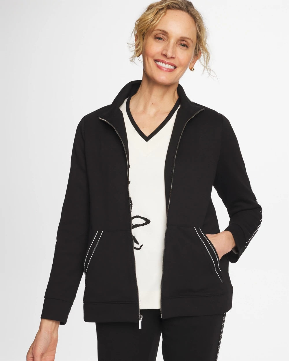 Chico's For Sale - Zenergy® Double-Knit Pick Stitch Jacket